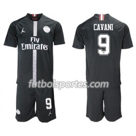 Camisetas Paris Saint Germain Cavani 9 Jordan Negro Niño Tercera Equipacion 2018/2019
